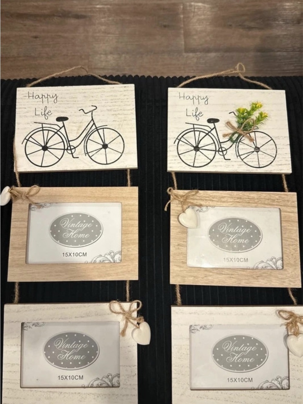Rustic Bicycle Multi-Photo Frame in White and Natural Wood